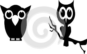 Two owls on white background. VECTOR