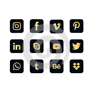 Golden social media icons