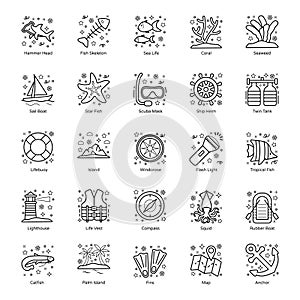 Pack Of Underwater line Icons photo
