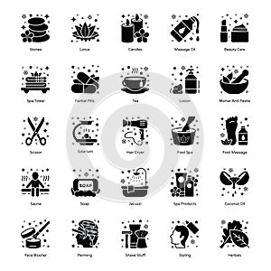 Spa Accessories solid Icons Pack photo