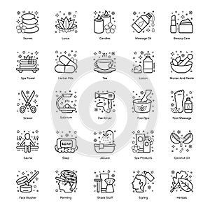 Spa Accessories line Icons Pack photo