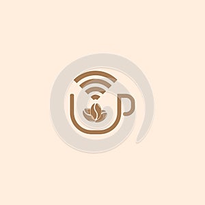 Wifi Coffee Logo Modern Icon Simple Style