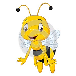 Cartoon happy bee isolated on white background