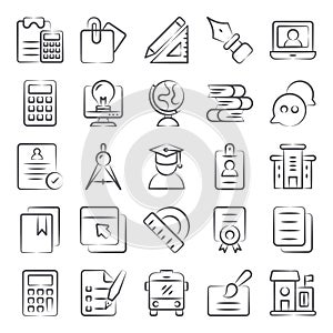 Pack Of Learning Doodle Icons