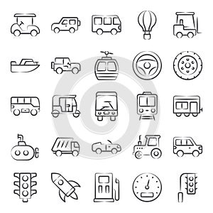 Pack of Automobile Line Icons