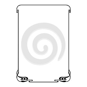 Ornate black rectangular framework. Art Nouveau style of 1920s.