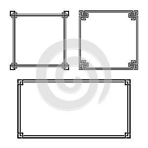 Black geometric frameworks. Celtic style. Interlaced lines and knots.