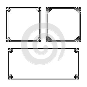 Black geometric frameworks. Celtic style. Interlaced lines and knots.