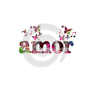 Amor calligraphy lettering isolated vector illustration photo