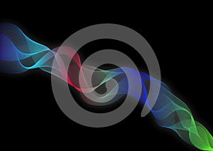 Abstract colored waves, abstract waves on black background