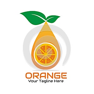 Illustration vector graphic of orange fruit with leaf