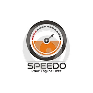 Illustration vector graphic of circle speedometer logo design