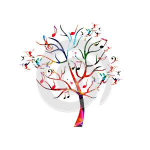 Colorful music tree with music notes