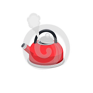 Kettle. Kettle boils the water, vector illustration