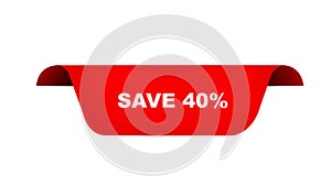 Basic Rred ribbon web banner for save for 40%