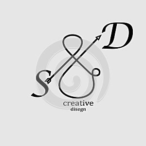 Initial SD Letter logo creative trandy icon illustration