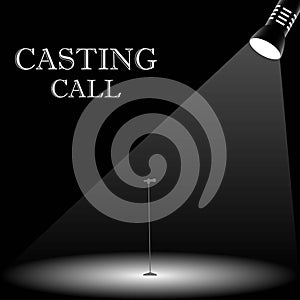 Microphone on the stage under spotlight