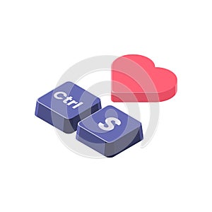 Vector illustration of save shortcut with love