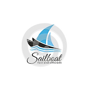 Simple sailing boat logo vector