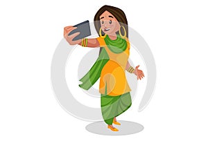 Punjabi Girl Vector Cartoon Illustration
