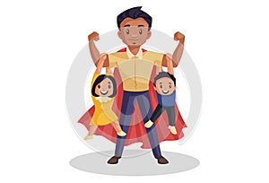 Super Dad Vector Cartoon Illustration