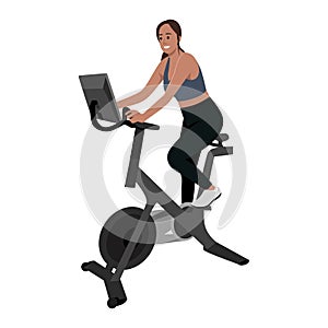 Woman doing peloton workout flat vector photo