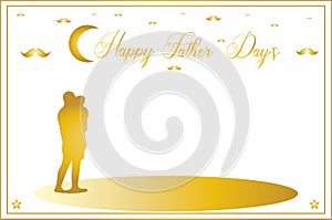 Happy fathers day greeting with golden lines. Father felicitation shimmer gold card. Typography lettering whorl text element for y photo