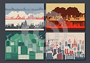 Industrial Background Retro Style Vector Illustration