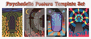 Psychedelic Posters Template Vector Set