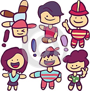 Little cute characters doodle with different pose