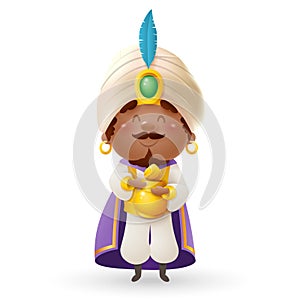Balthazar - wise man and king celebrate Epiphany - cute vector illustration isolated photo