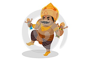 Kumbhakarna Vector Cartoon Illustration