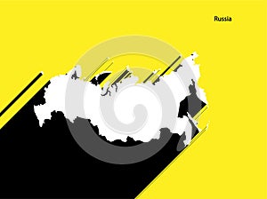 Russia Map on retro poster with long shadow.