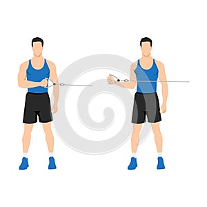 Man doing External cable shoulder rotation exercise photo