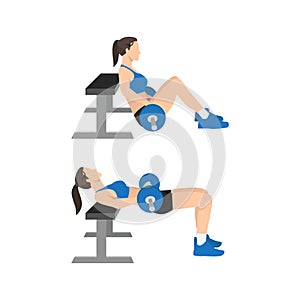 Woman doing Barbell hip thrusts exercise.