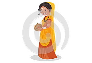 Indian Priestess Vector Cartoon Illustration