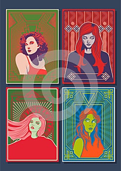 Women Portraits and Art Deco Backgrounds