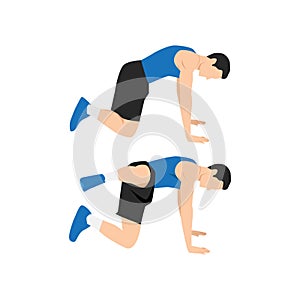 Man doing Fire hydrants. Abductor. adductor. knee raises exercise