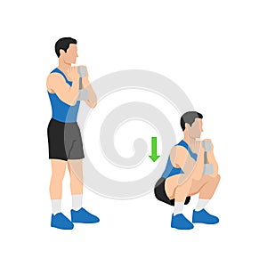 Woman doing Goblet squat exercise. Flat vector photo