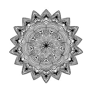 Round ornament of lace snowflake. Vector design element. Ornamental elegant detail
