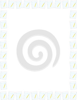 Loose leaf paper and pencil border vector available