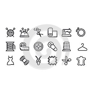 Sewing and Needlework icons vector design