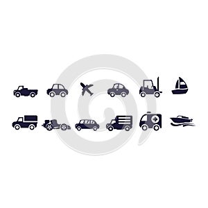 Vechicle, car and transport icons vector design photo