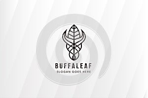 Buffalo leaf logo design template use line style