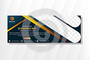 Abstract geometric for horizontal banner use combination dark green and yellow gradient photo