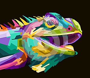 Colorful iguana chameleon reptil pop art portrait isolated decoration ready to print poster design photo