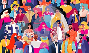 Crowd of people. Vector illustration. Concept of equality, gender diversity photo