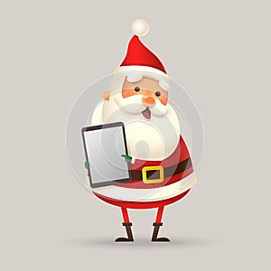 Ute Santa Claus with digital tablet - vector illustration isolated photo