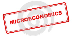 Microeconomics stamp on white photo