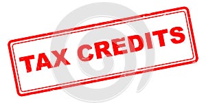 Tax credits stamp on white